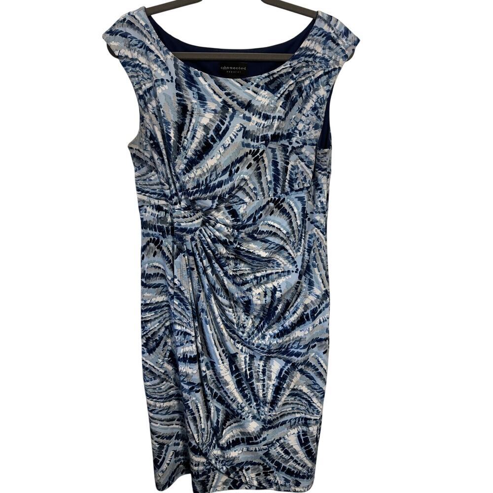 Cocktail Dress featuring abstract tie-dye patterns & left side ruched detailing